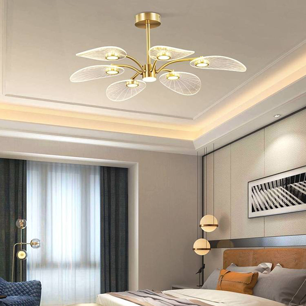 Lebirok Art Deco Leaf Metal/ Chandelier, Gold