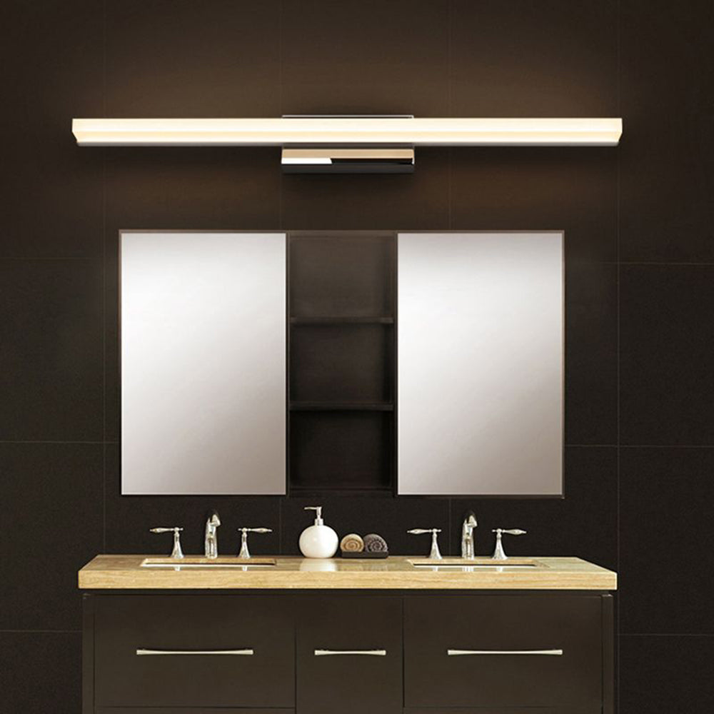 Hamutol Modern Arc Wall Lamp, Silver, Metal/, Front Mirror Vanity