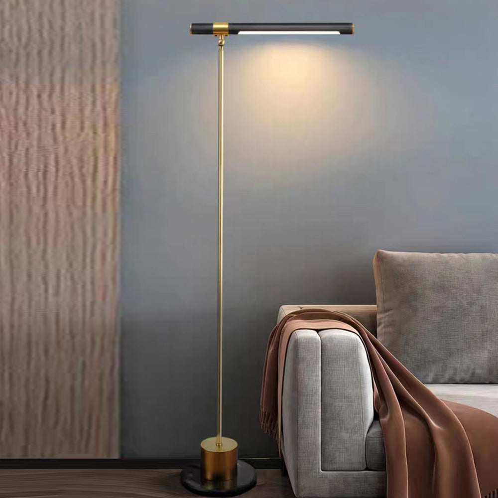 Bibudus Floor Lamp Linear Minimalist, Metal/Wood, Gold, Living Room