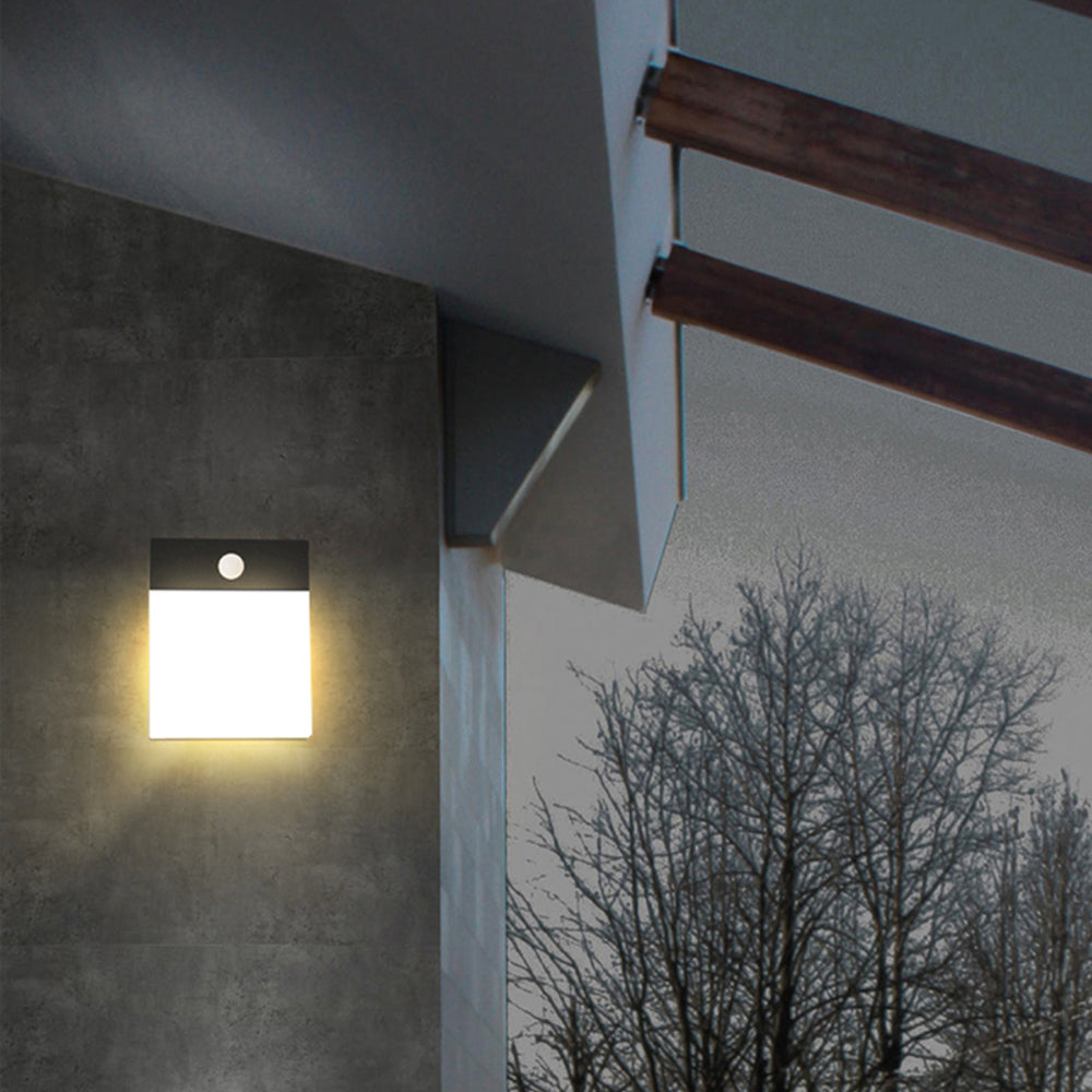 Tevapal Modern Sensor Rectangular Metal Outdoor Wall Lamp, Black/White