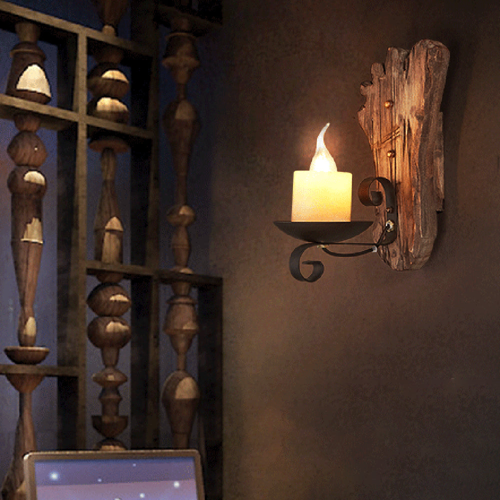 Covotal Wall Lamp Foot Shape Vintage, Wood/Metal, Bedroom