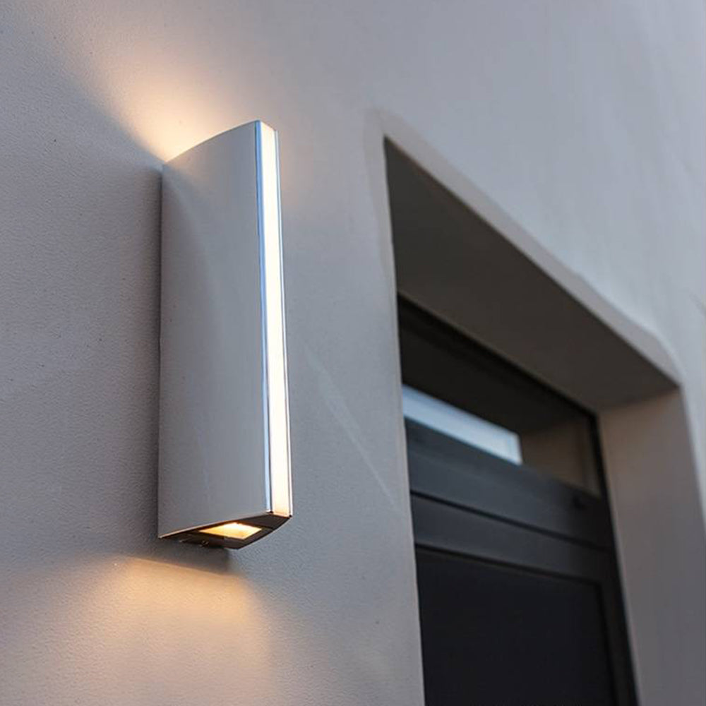 Lokavot Modern Triangular Prism Metal Outdoor Wall Lamp, Black/Silver