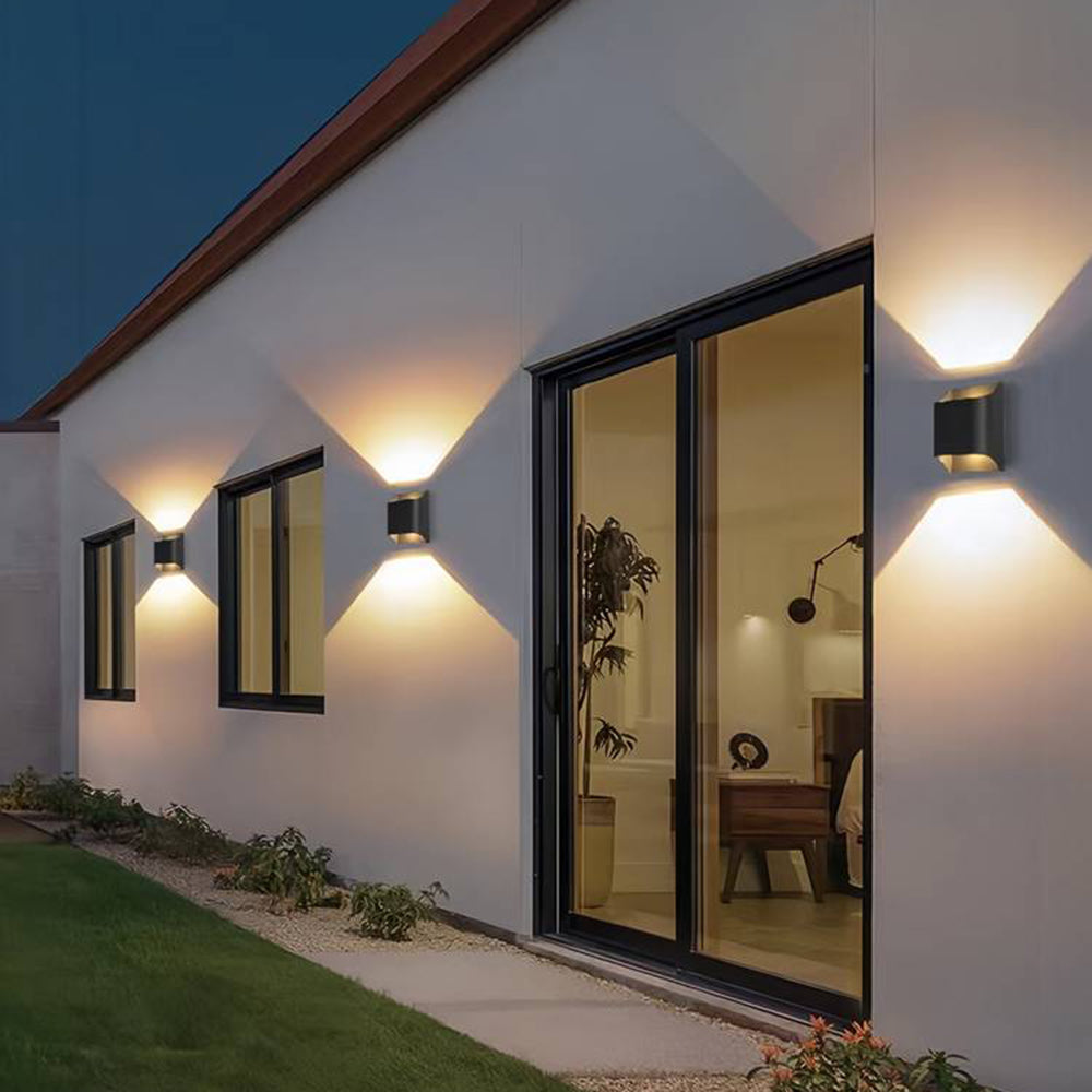Jerisik Modern Solar Up Down Metal Outdoor Wall Lamp, Balck