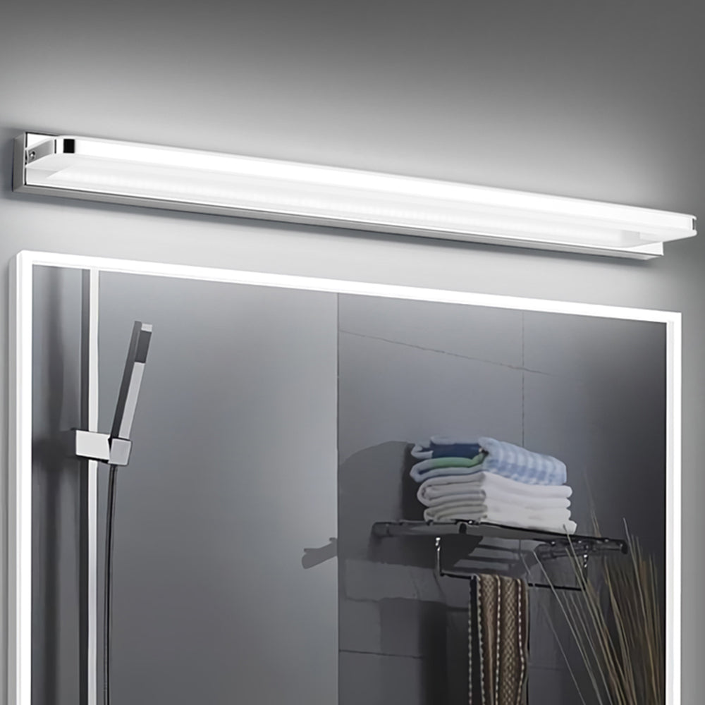 Vutemid Nordic Linear Metal Mirror Front Wall Lamp, Chrome/Black