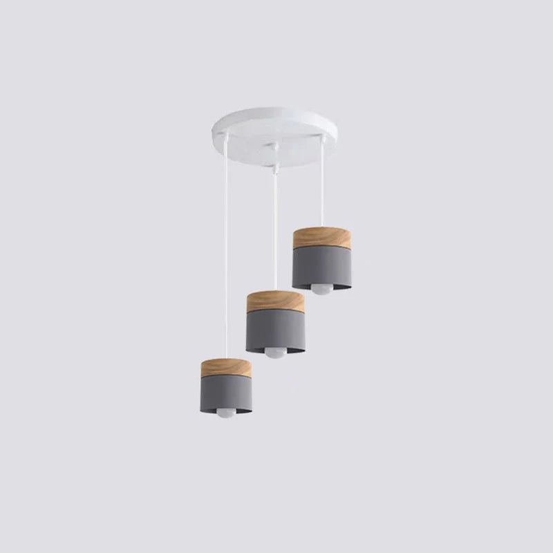 Moturos Modern Can Shape Metal/Wood Pendant Light