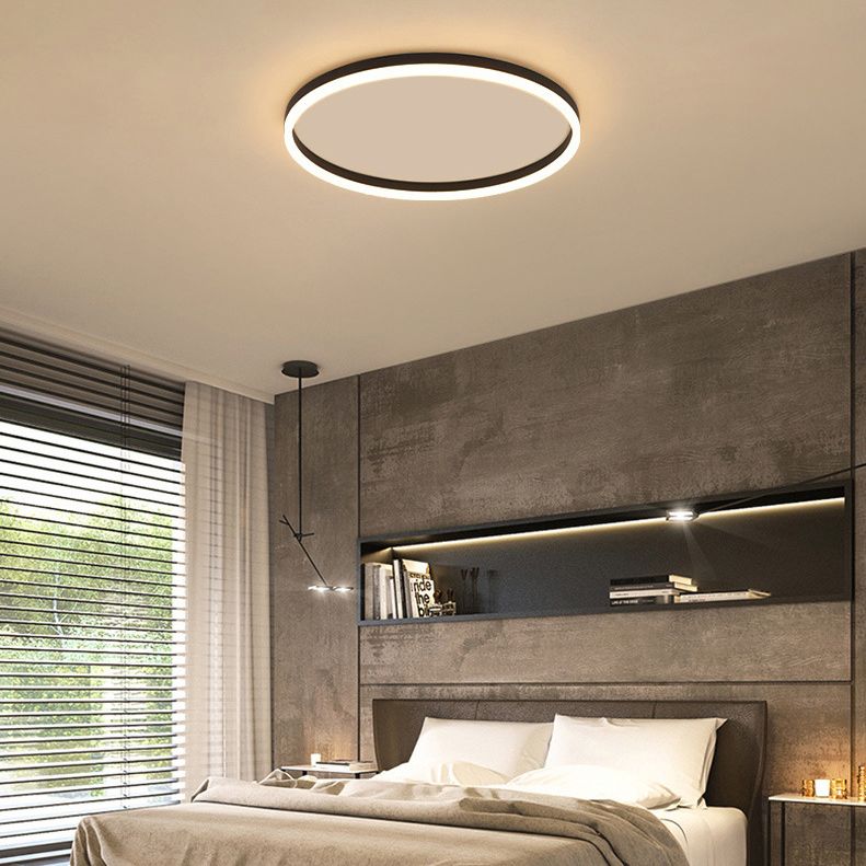 Dunomut Minimalist Ring Metal Flush Mount Ceiling Light, Black