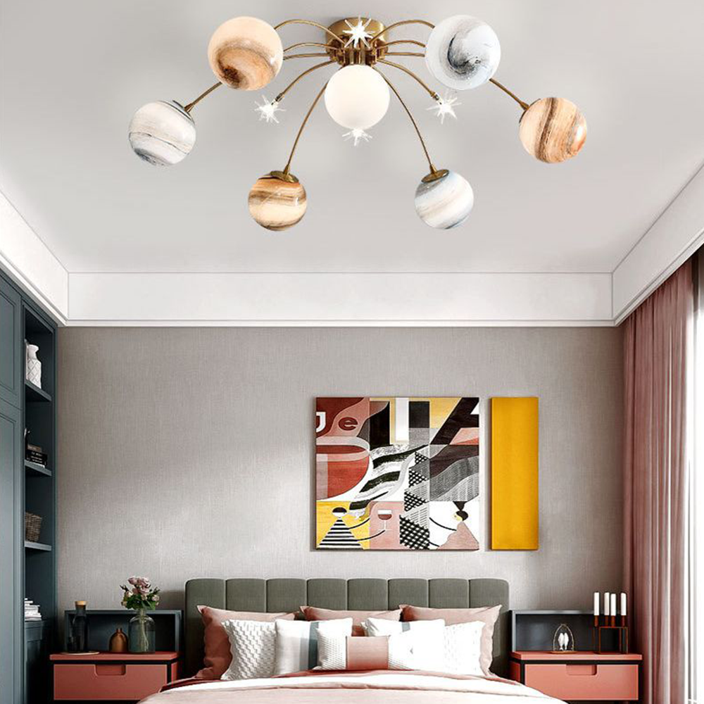 Zomovir Modern Planet Flush Mount Ceiling Light, Living Room