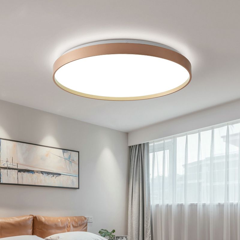 Zomilun Minimalist Round Metal/ Flush Mount Ceiling Light, White/Coffee/Grey/Gold