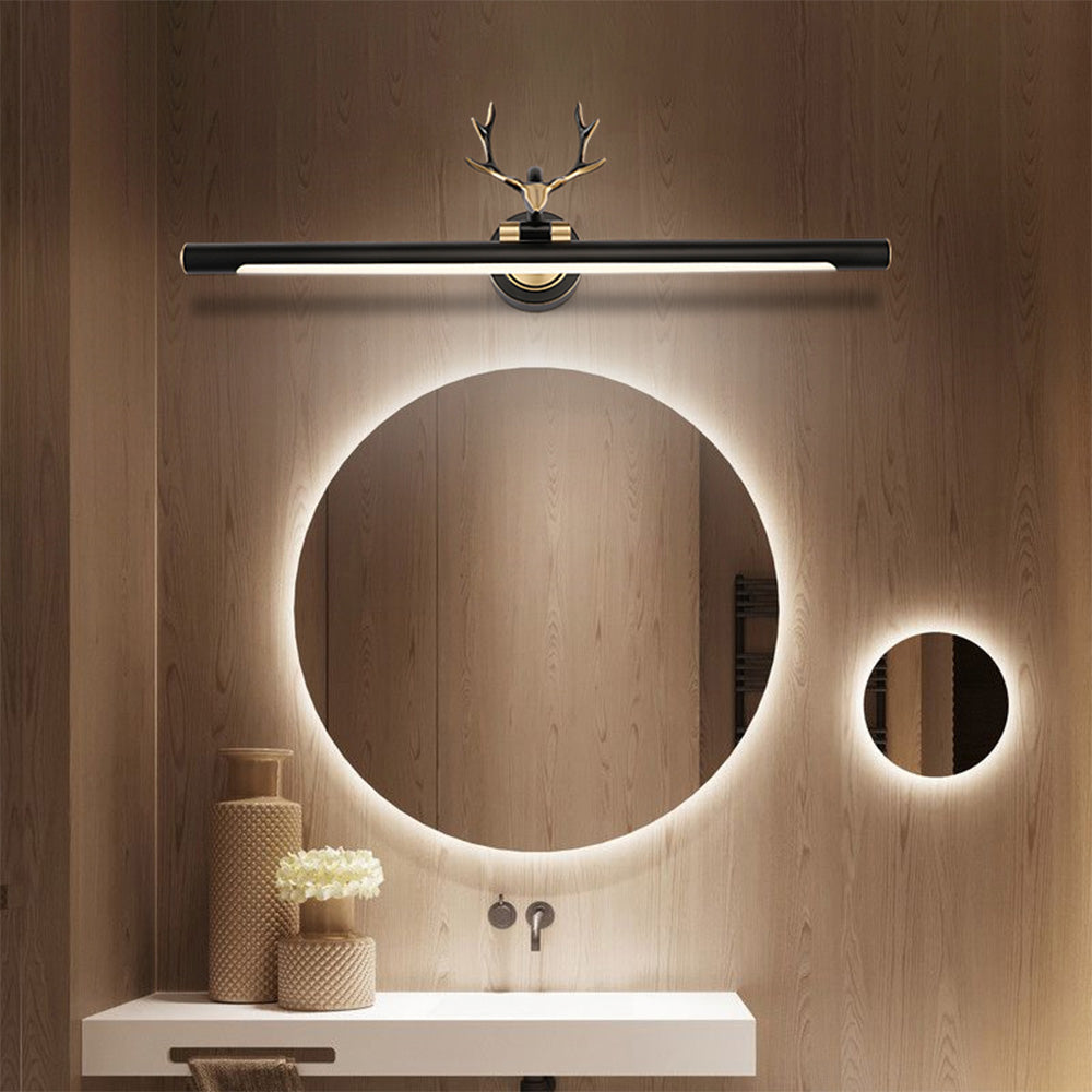 Wogudak Decorative Deer Mirror Front Vanity Wall Lamp, Black/Gold