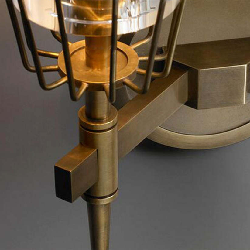 Kivisok Vintage Lantern Glass Wall Lamp, Gold