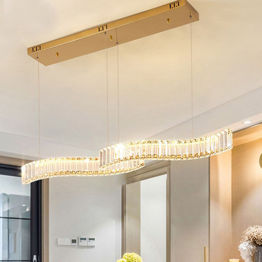 Kolotet Luxury Wave Crystal/Metal Pendant Light, Silver/Gold