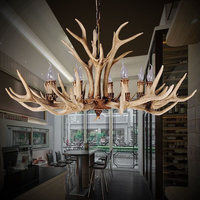 Epoch Retro Deer Horn Resin Chandelier Living Room