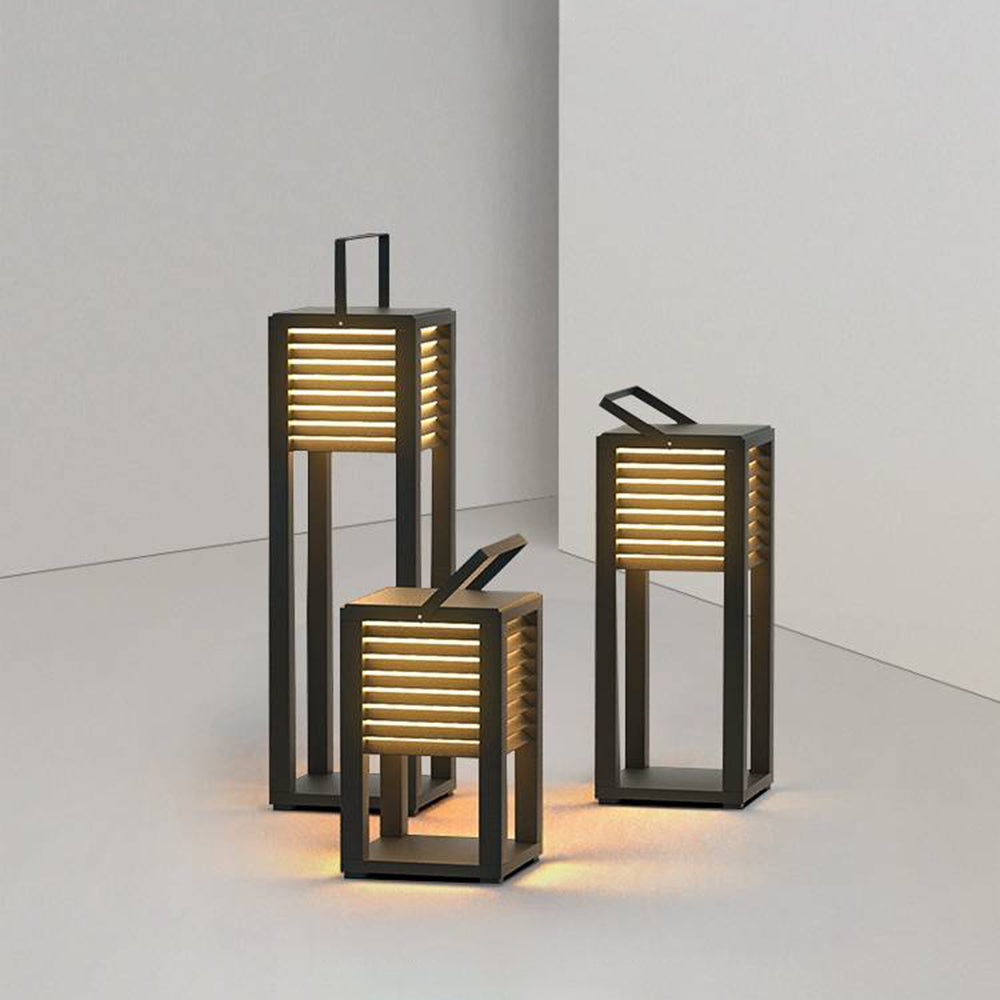 Lusulen Vintage Cuboid Metal Outdoor Floor Lamp, Black