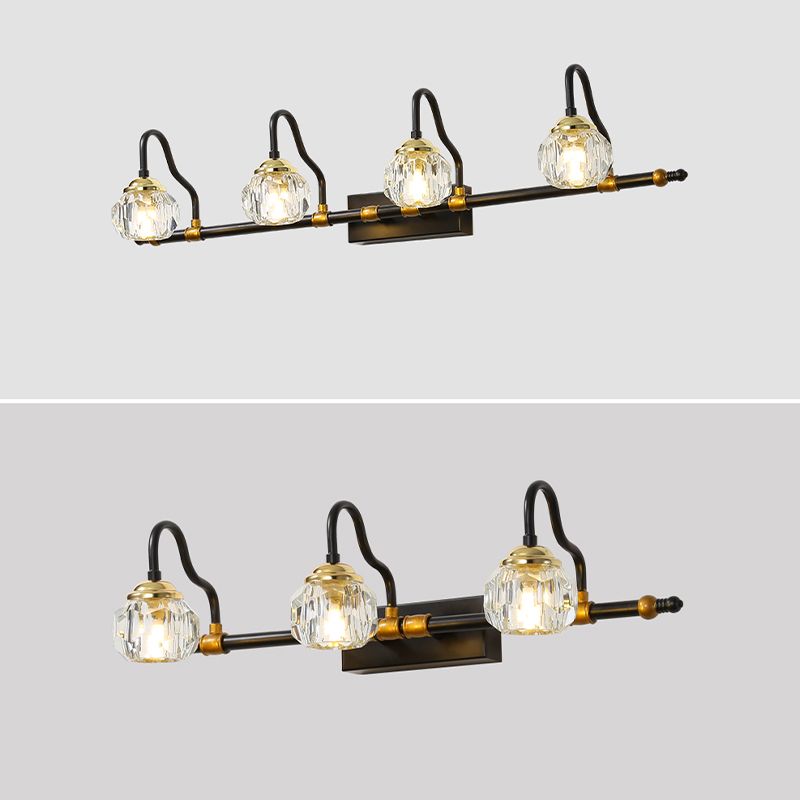Mopalis Vintage Crystal Globe Vanity Wall Lamp, Black, Bathroom