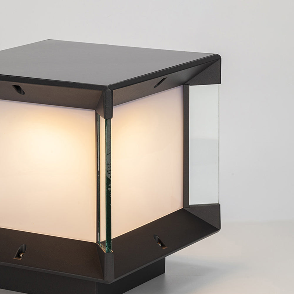 Piluger Modern Rectangular Metal Glass Outdoor Lamp, Black/Black-Gold