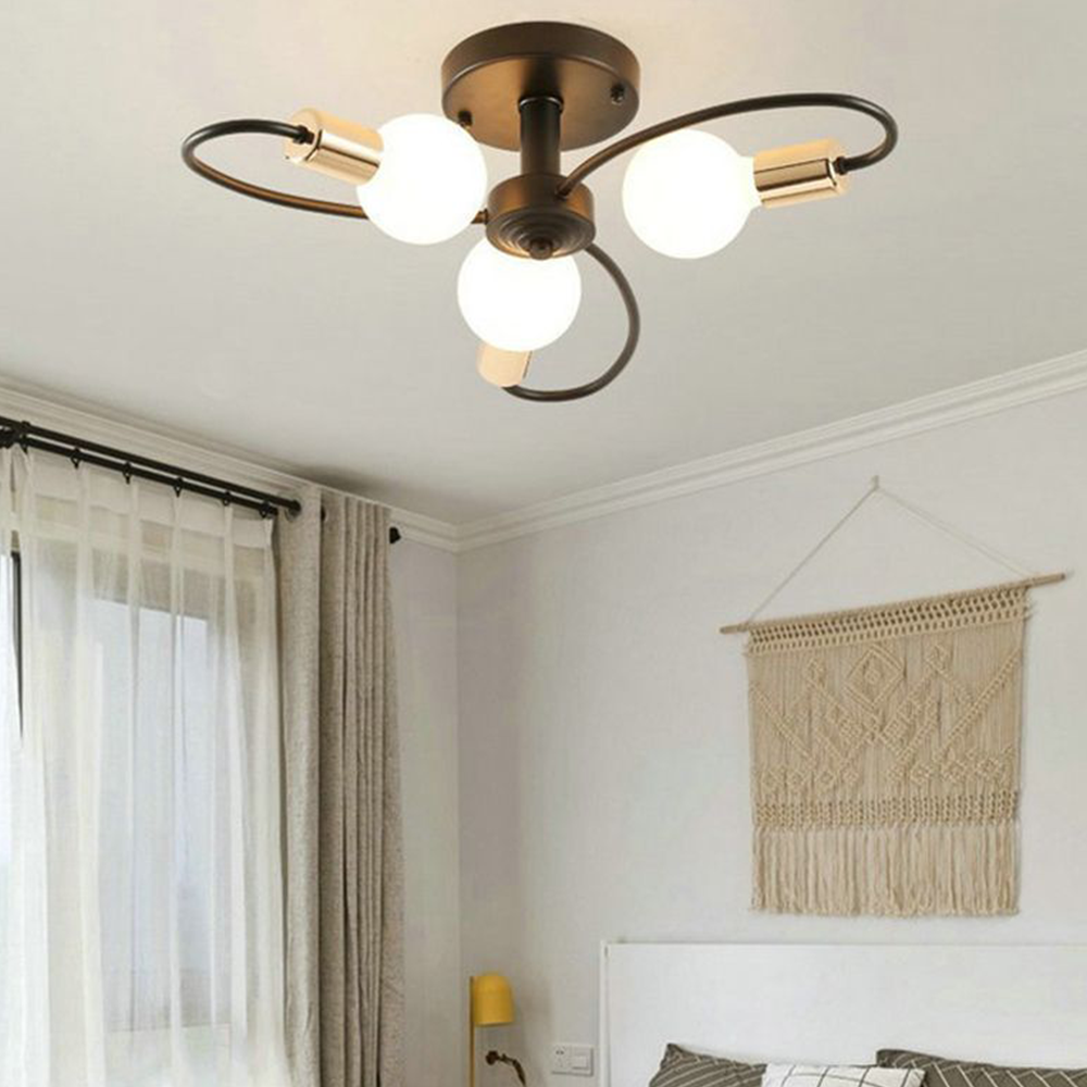 Pesubun Modern Metal Flush Mount Ceiling Light, Black/Gold