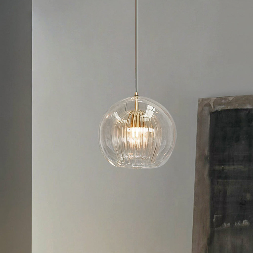 Althio Pendant Light Glass Globe Clear Amber-Neutral Decor