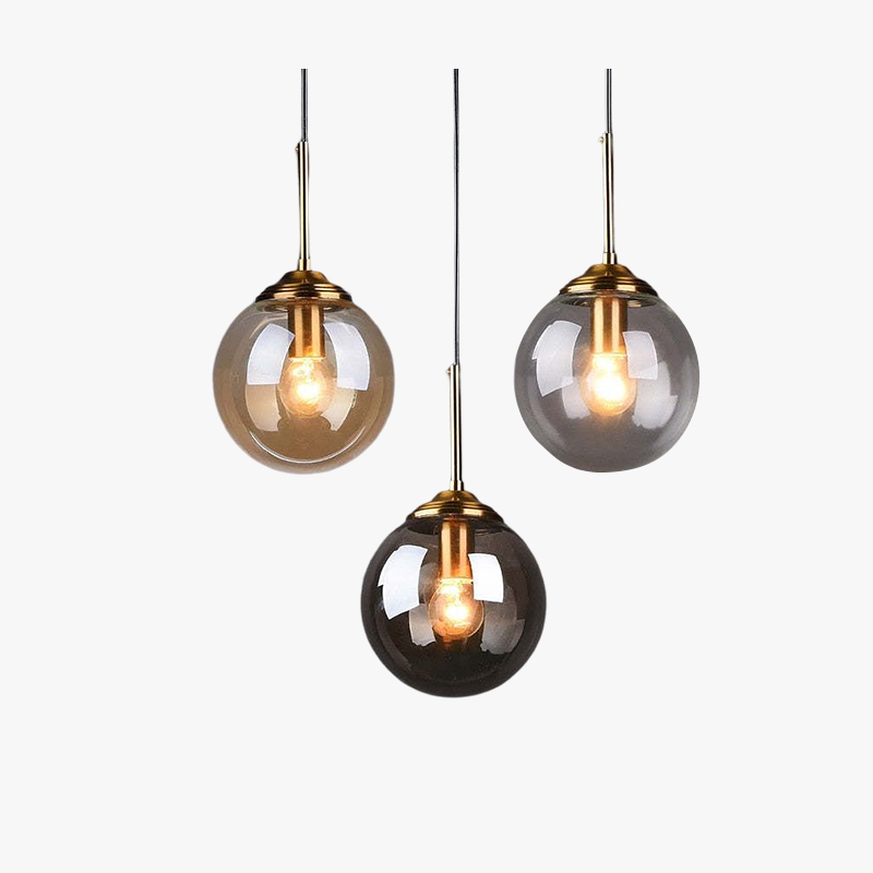 Wobirer Designer Bubble Glass Pendant Light, Smoke/Clear/Amber