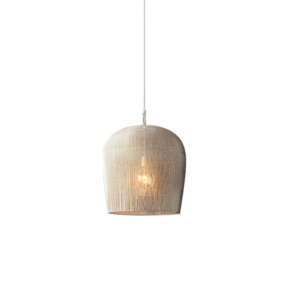 Wadanud Wabi Sabi Bird Cage Rattan/Metal Pendant Light, Black/White
