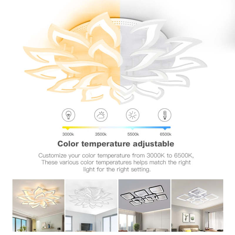 Cakatel Elegant Flower Flush Mount Ceiling Light, White/Black