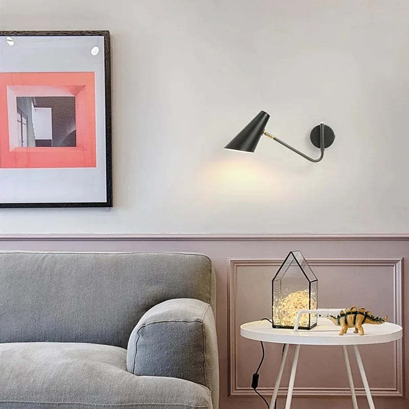 Higimer Rotatable Wall Lamp, Black & White & Gold, Bedroom