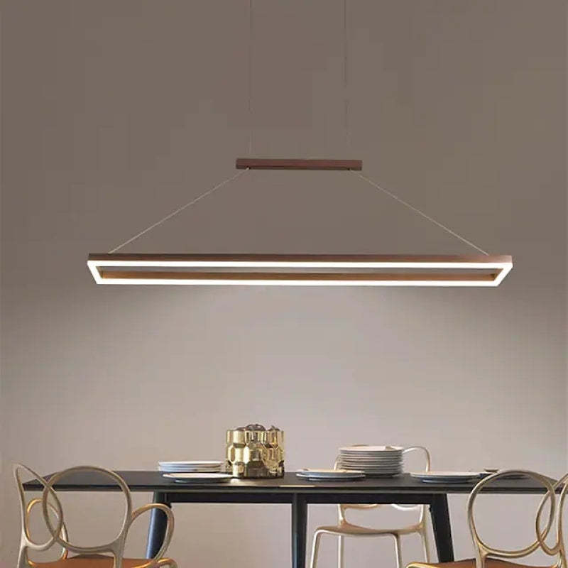Nexil Modern Rectangular Hanging Pendant Light, Gold/Coffee-Neutral Decor