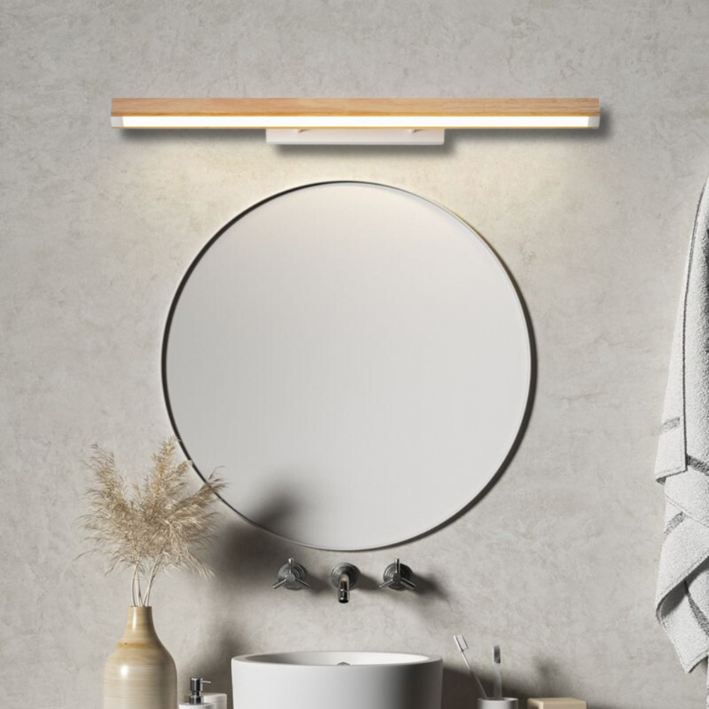 Rubilud Minimalist Linear Wood Vanity Wall Lamp, Bathroom