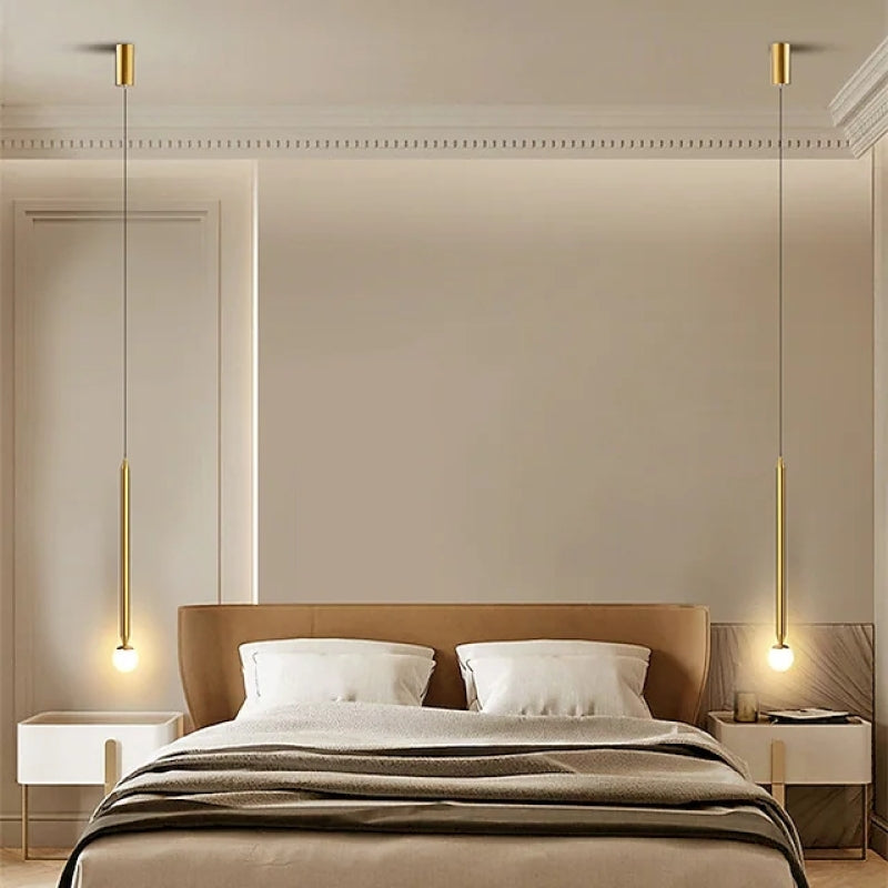 Vikal Linear Pendant Light Bedside, Black & Gold-Neutral Decor