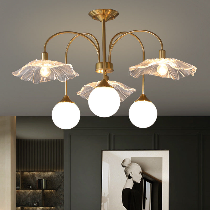 Lomokun Nordic LED Chandelier Gold Glass Living/Dining Room/Bedroom
