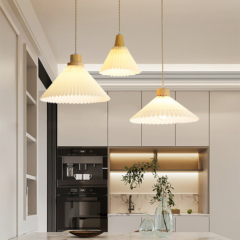 Kebined Pendant Light Umbrella Shape Art, Wood, White, Bedroom