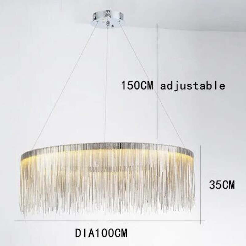 Potenor Tassel Chain Art Deco Pendant Light Silver/Gold Living Room/Hall