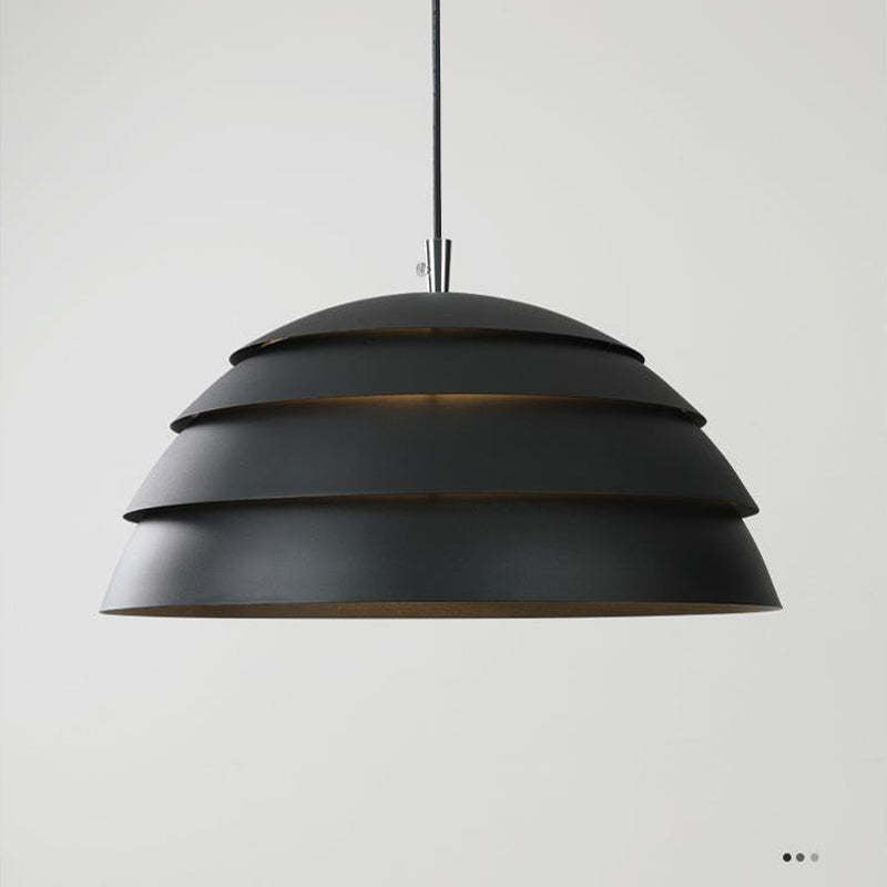 Godamot Design Semi-Globe Metal Pendant Light, Black/White