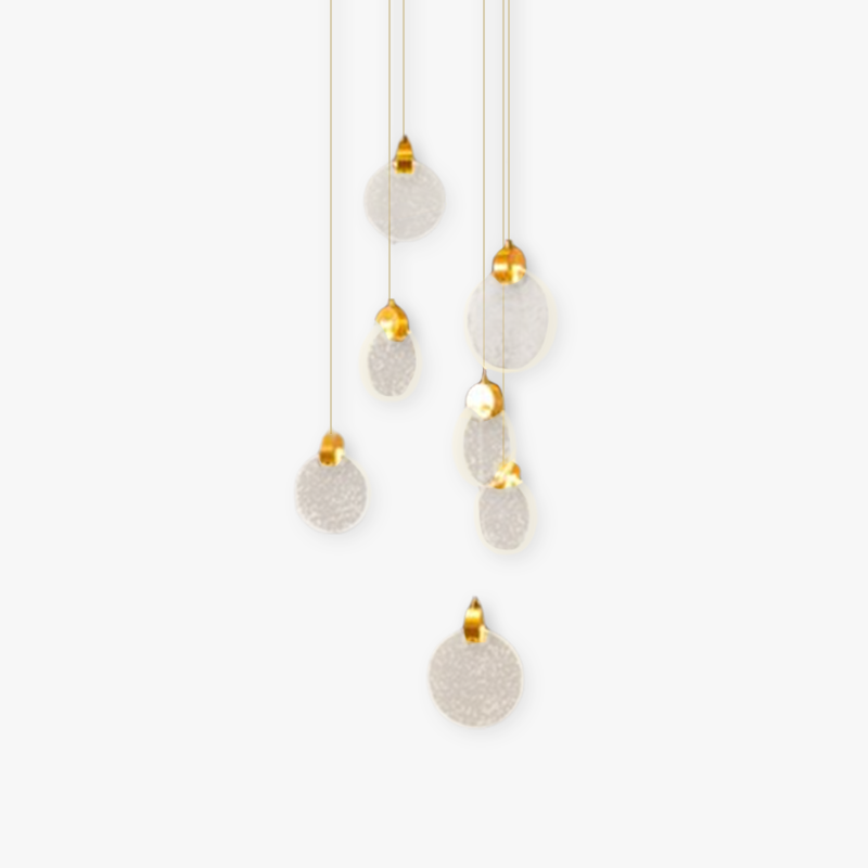Devikir Luxury Circular Ripple Round Crystal Golden Chandelier