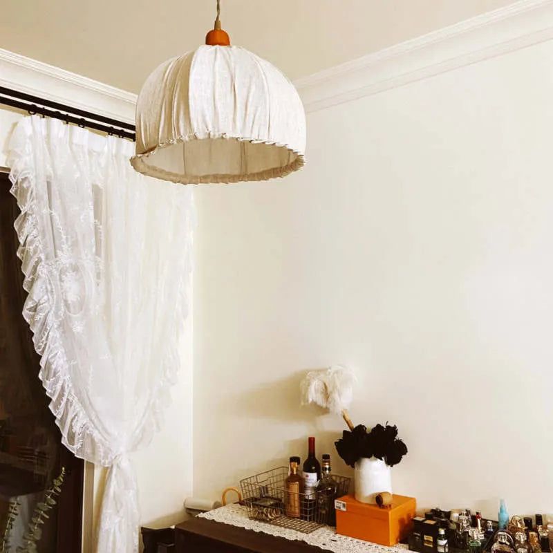 Teo Vintage Pendant Light Beige, Fabric-Neutral Decor