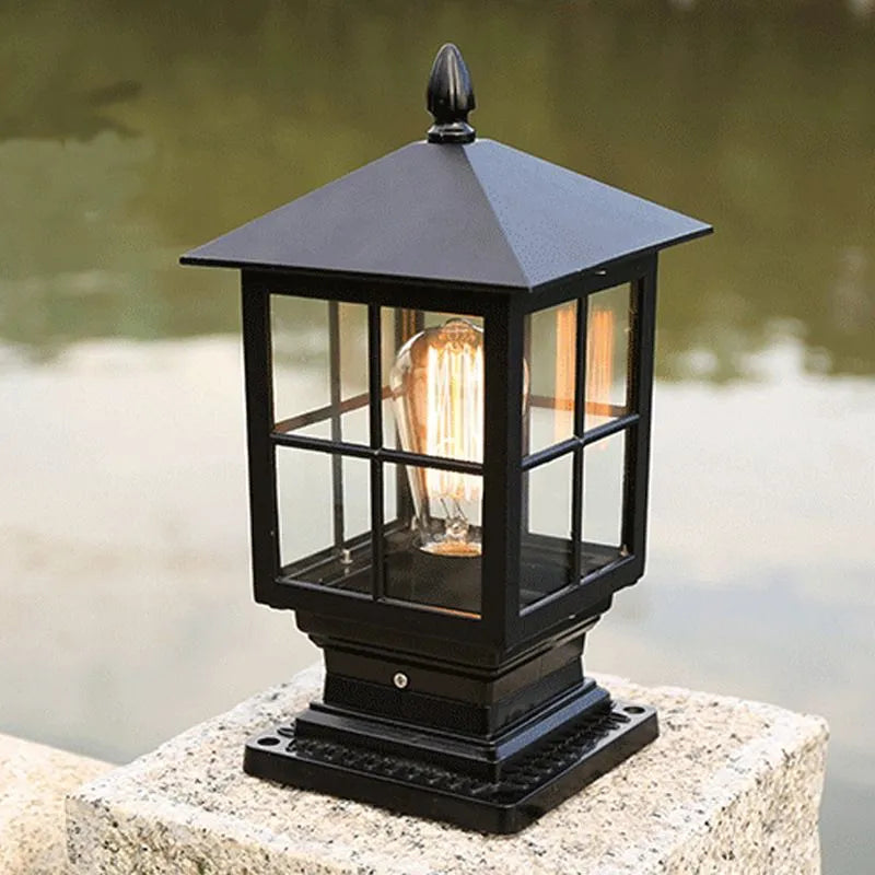 Arvico Outdoor Light Modern Glass Lantern LED Post-Neutral Decor