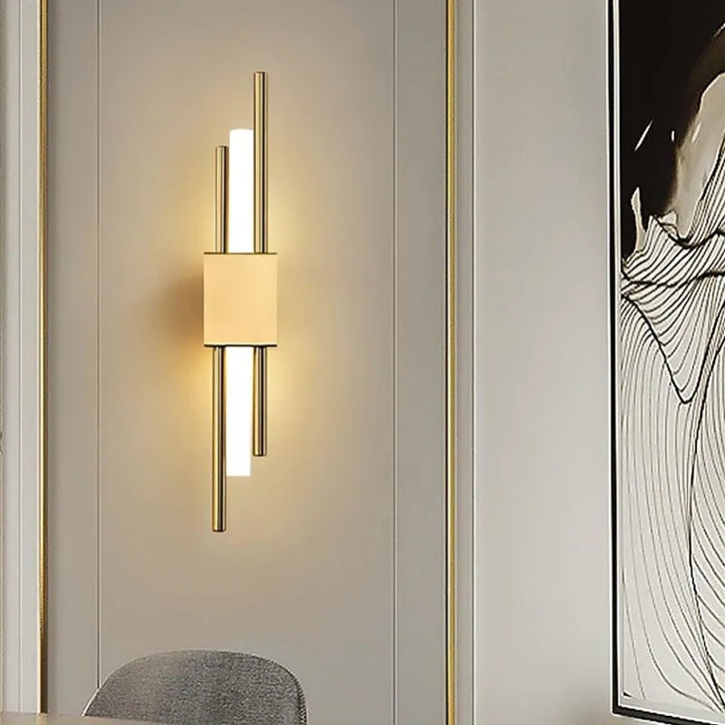Nariq Modern Bar LED Wall Lamp, Black/Gold-Neutral Decor