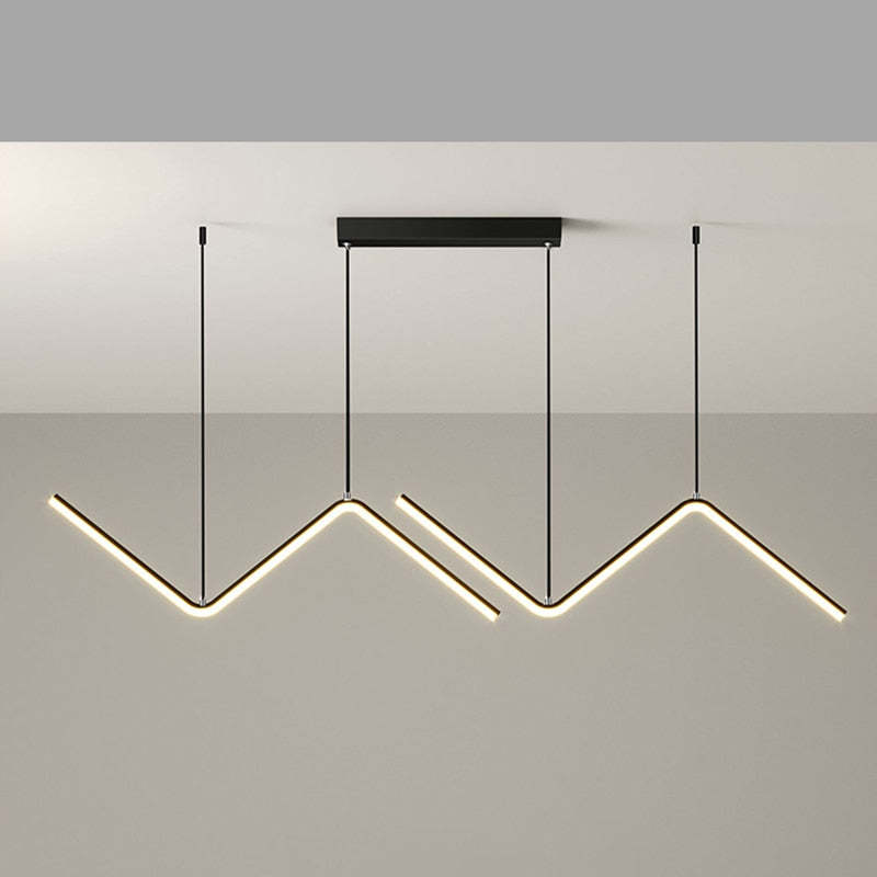 Daragin Modern Wavy linear Pendant Light Double, Black/Gold