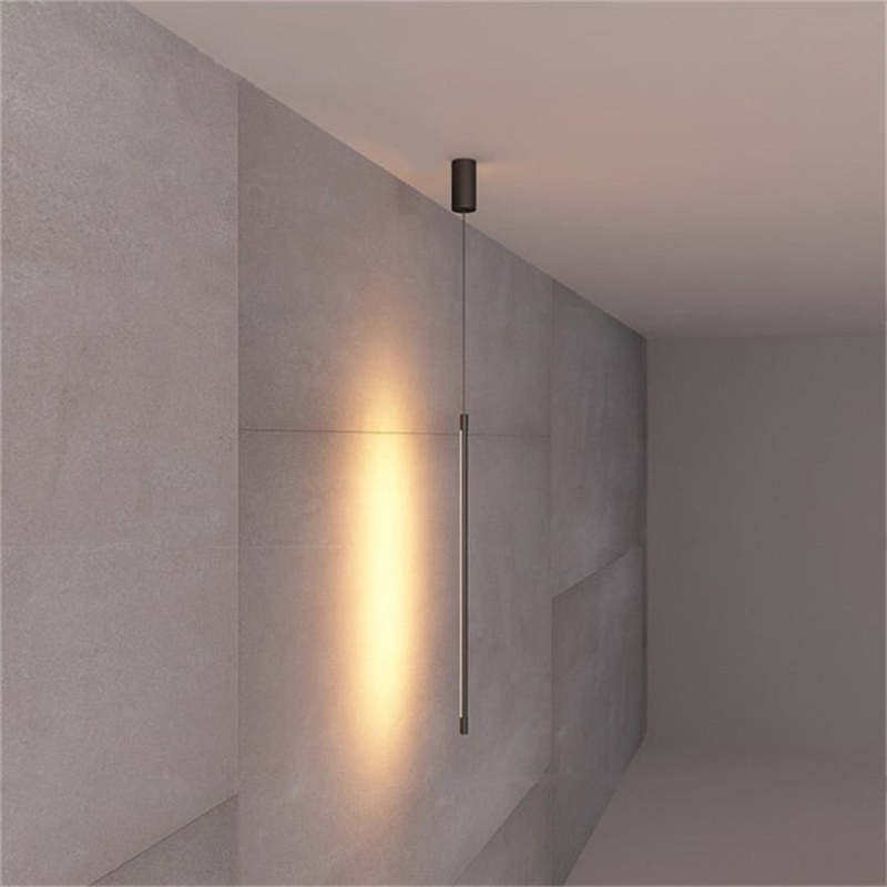 Tavix Minimalist Linear Pendant Light Bedside, Black-Neutral Decor