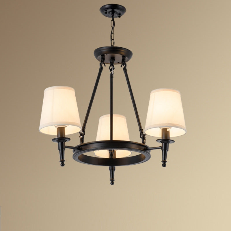 Nelevum vintage Ring Metal/Fabric Chandelier, Black/Copper