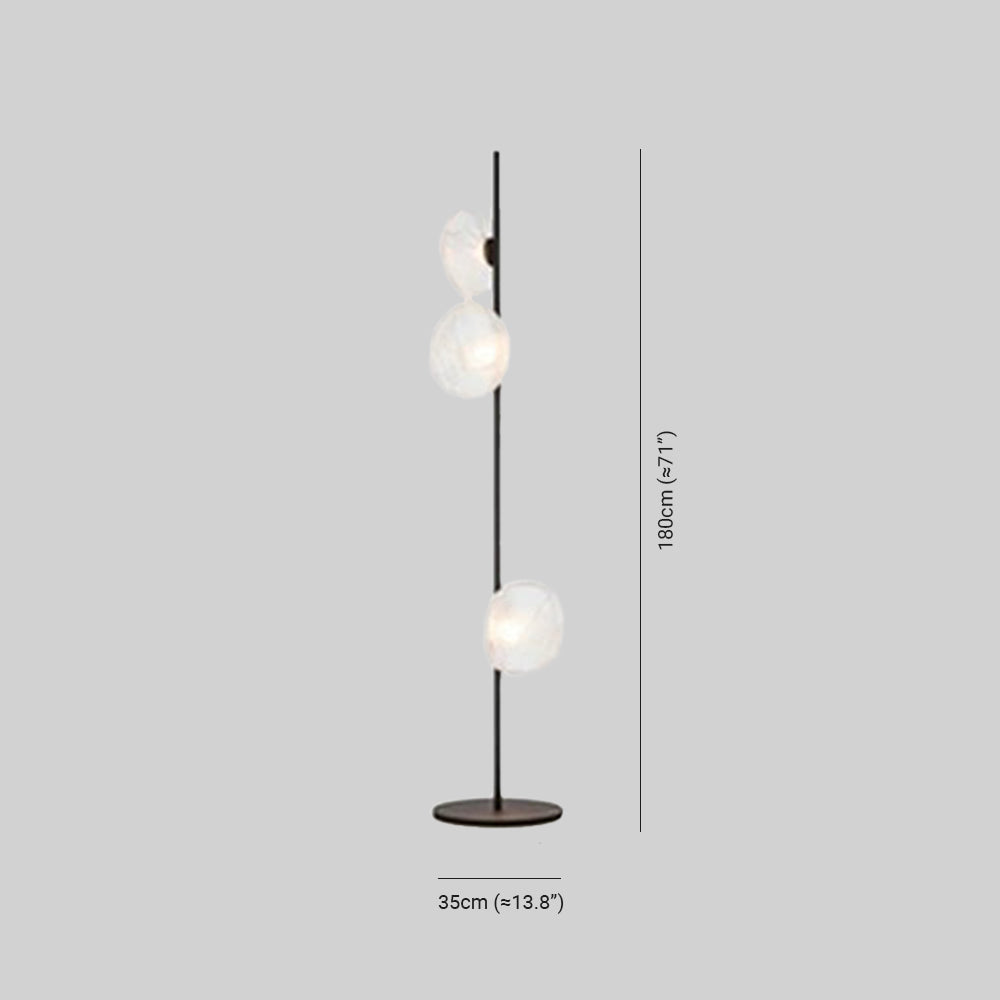 Kokatem Luxury Flower Metal/Glass Floor Lamp, Black/Gold/Grey