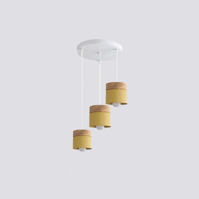 Moturos Modern Can Shape Metal/Wood Pendant Light