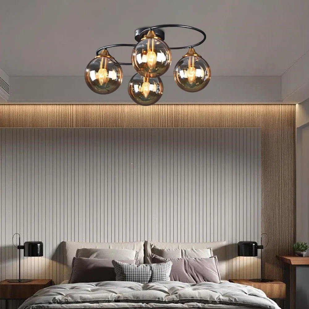 Vetidim Nordic Bubble Glass Ceiling Light, Gray/Amber