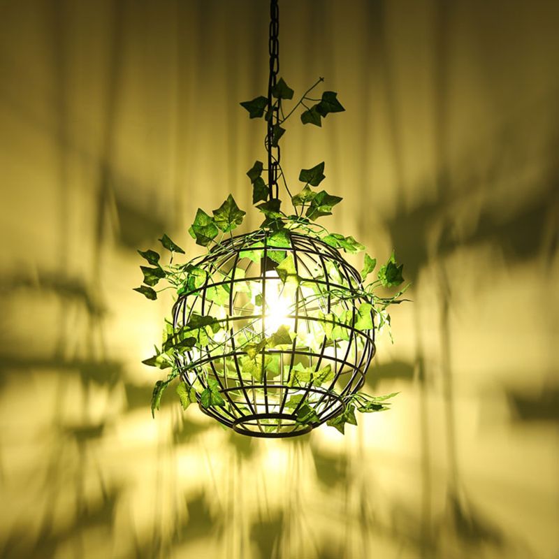 Lagutemo Rustic Plant Art Deco Globe Vine Pendant Light
