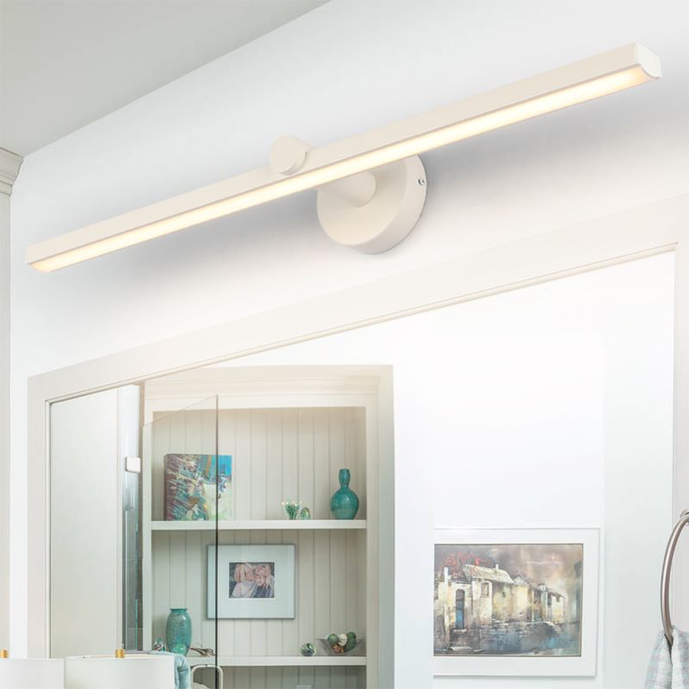 Devudol Minimalist Linear Mirror Front Wall Lamp, White