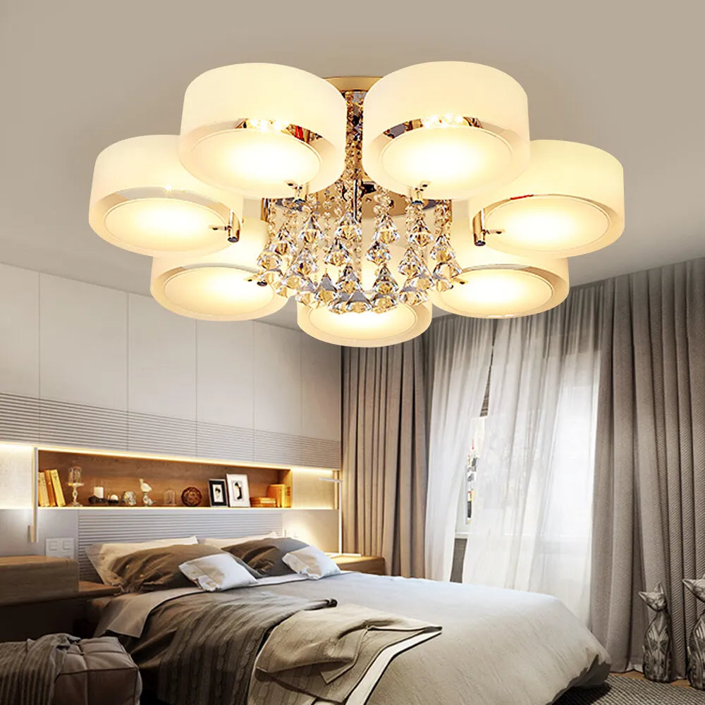Winaredu Flush Mount Ceiling Light Glass White Modern Round Hallway