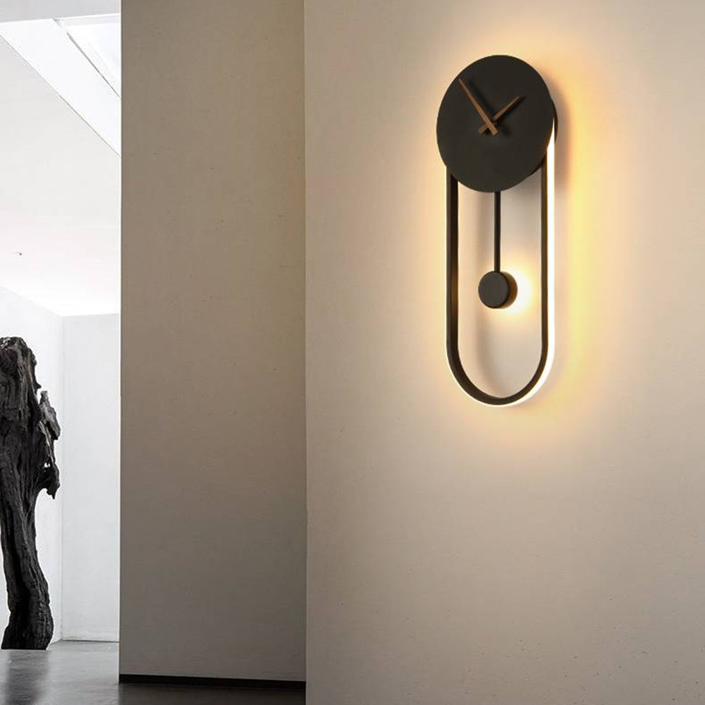 Luvudom Nordic Clock Wall Lamp, Gold & Black