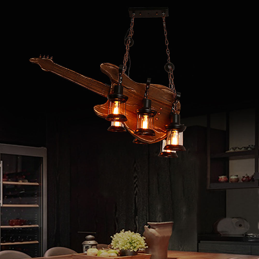 Zikukir Farmhouse Guitar Pendant Light, Metal/Wood, Walnut