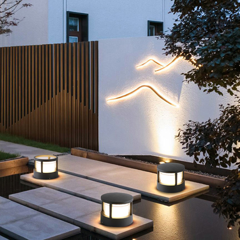 Alvian Outdoor Light Modern Cylindrical Bollard Black-Neutral Decor