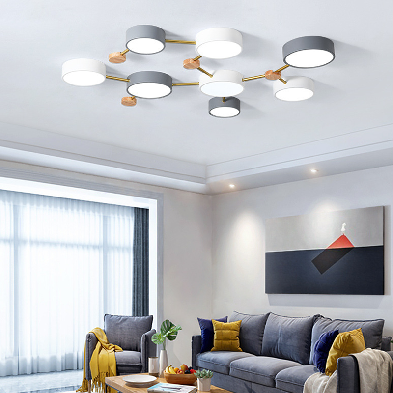 Wekabilu Modern LED Ceiling Light Log Living Room Bedroom White Grey