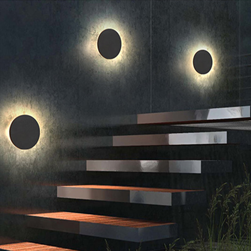Dori Minimalist Round/Square Outdoor Wall Lamp LED, Black/White-Neutral Decor